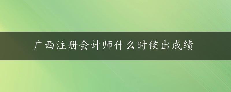 广西注册会计师什么时候出成绩