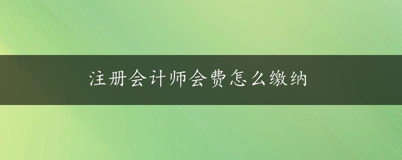 注册会计师会费怎么缴纳