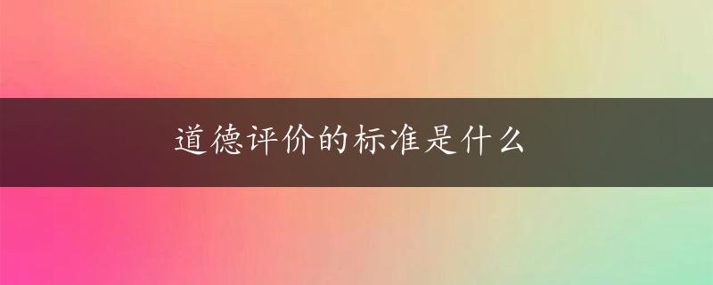 道德评价的标准是什么