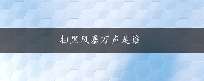 扫黑风暴万声是谁