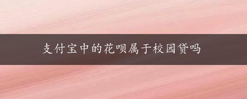 支付宝中的花呗属于校园贷吗