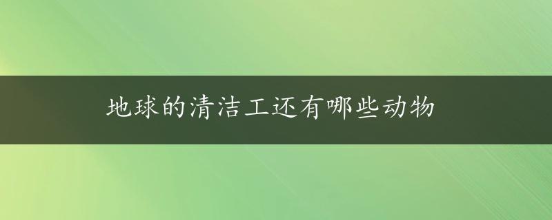 地球的清洁工还有哪些动物