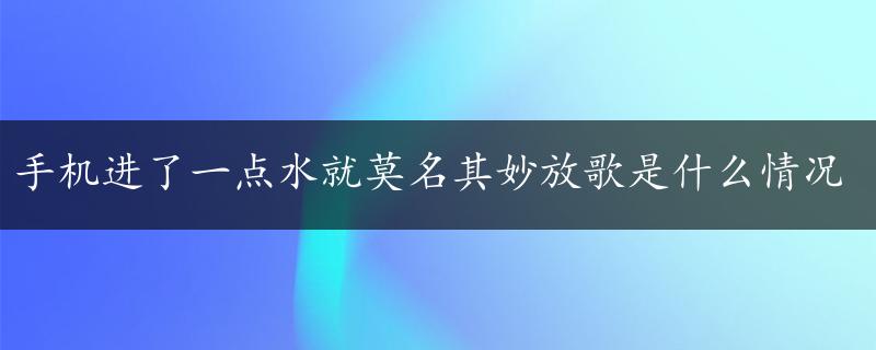 手机进了一点水就莫名其妙放歌是什么情况