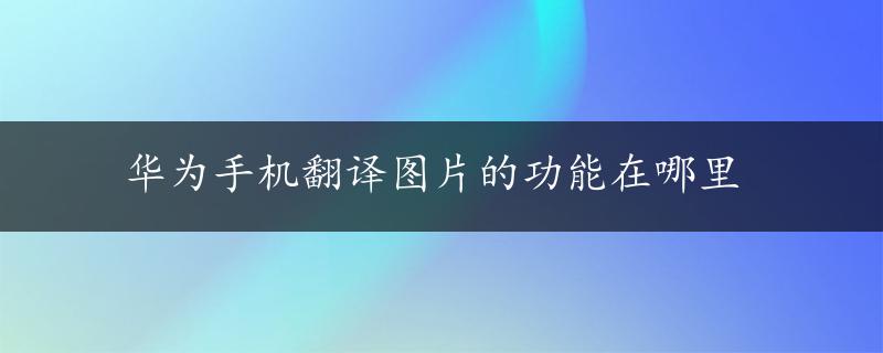 华为手机翻译图片的功能在哪里