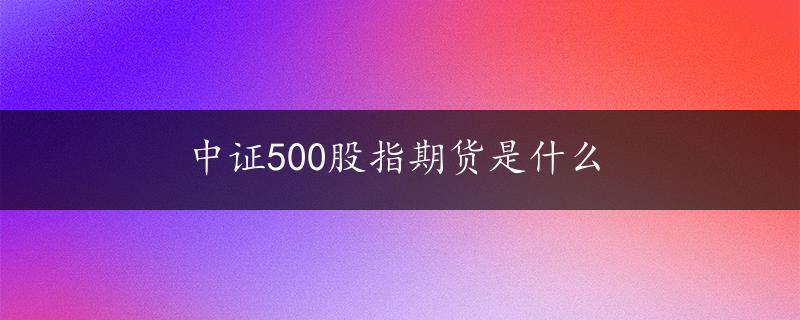 中证500股指期货是什么