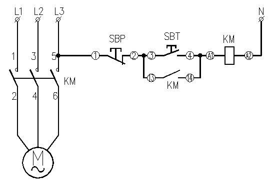 v交流接觸器,和兩個按鈕,一個常開一個長閉按鈕怎麼控制電機啟動停止